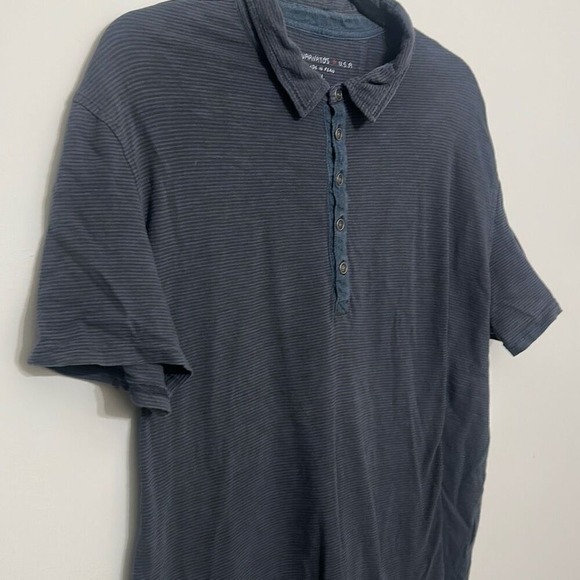 John Varvatos Mens Gray Pinstripe 100% Cotton Short Sleeve Polo Shirt Size XL - Picture 2 of 7